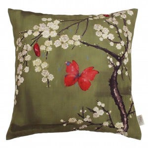 BLOSSOM BASIL WHITE GROUND cushion