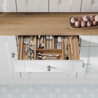 Rosedale oak cutlery drawer organisation