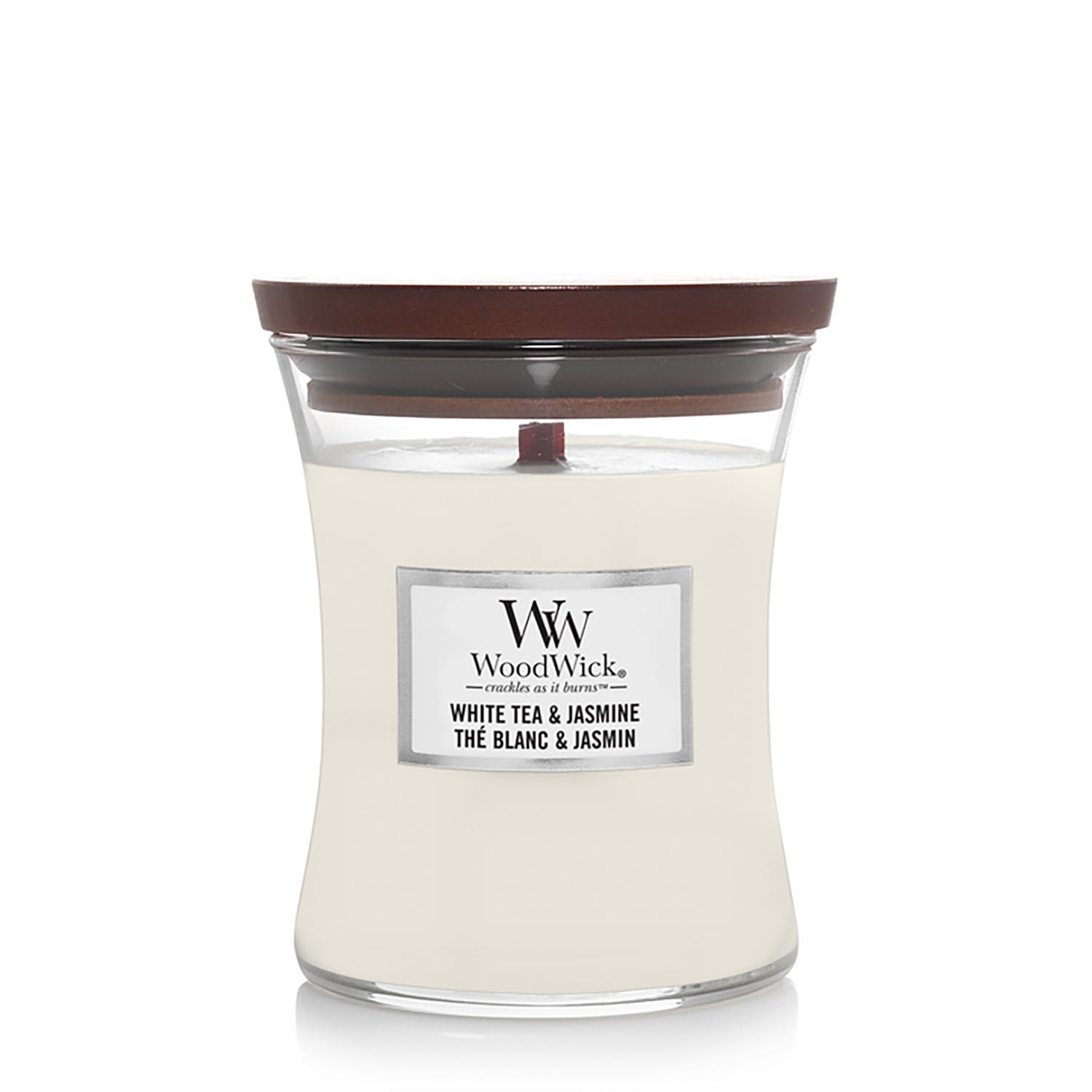 Woodwick White Tea & Jasmine Candle, Medium