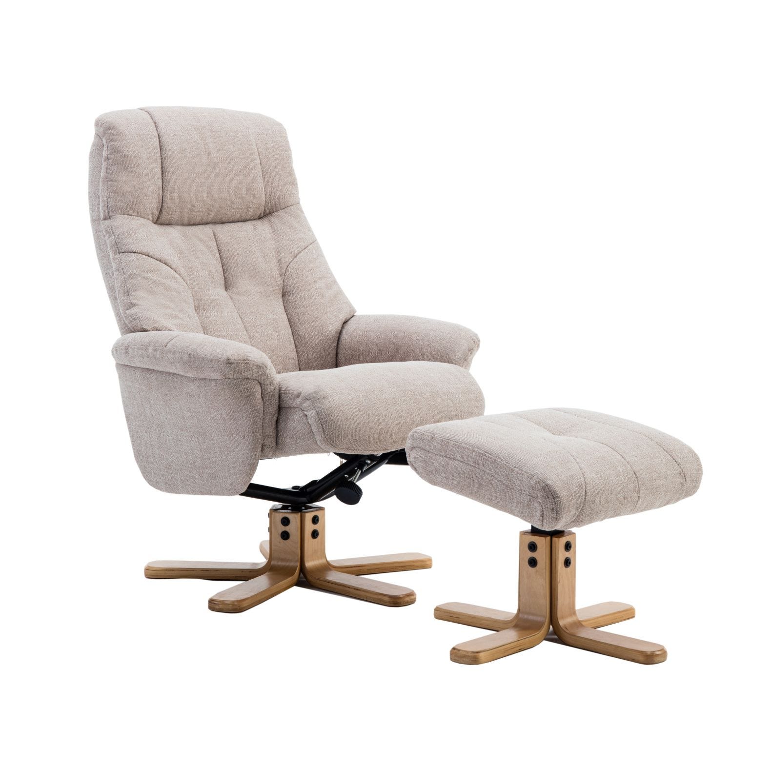 Casa Trento Swivel Recliner Chair & Footstool, Lisbon Wheat Fabric