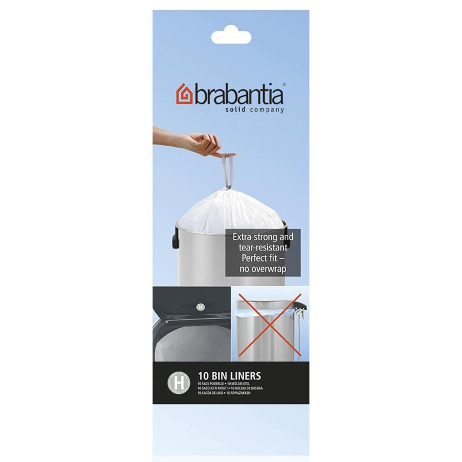 Brabantia PerfectFit Bin Liners, Code H (50-60L), Pack of 10