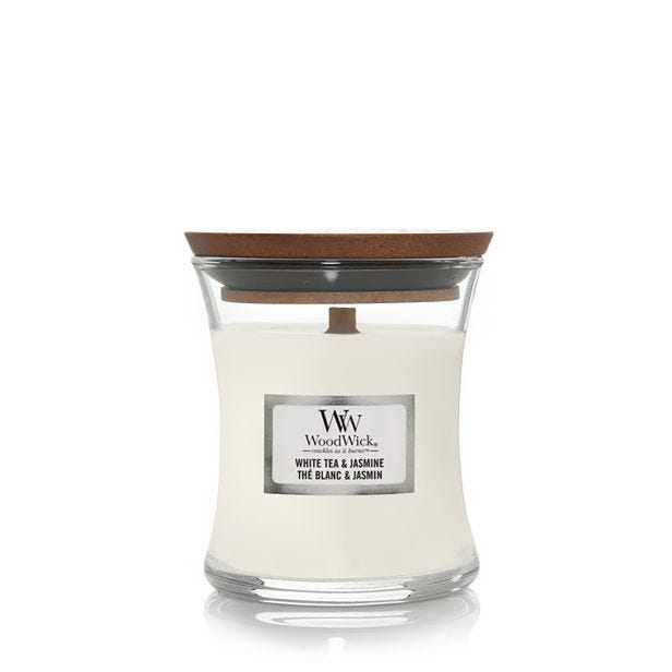 Woodwick White Tea and Jasmine Candle, Mini