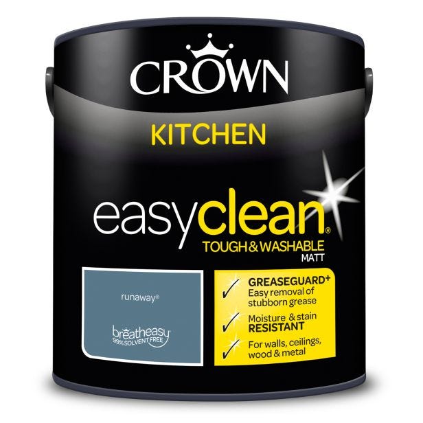 Crown Easyclean Kitchen Matt Emulsion, 2.5L, Runaway