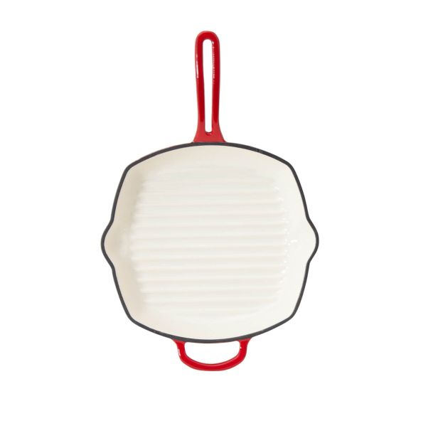 Casa 26cm Cast Iron Grill Pan 26cm, Red