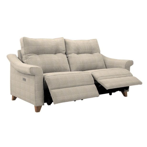 G Plan Riley 3 Seater Fabric Power Recliner Sofa, Sahara Sand