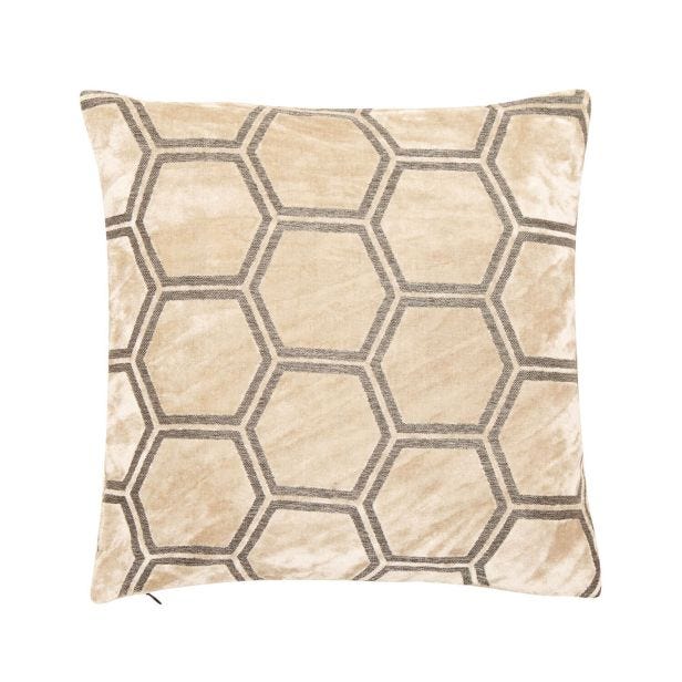 Malini Ivor Hexagon Velvet Cushion, Cream