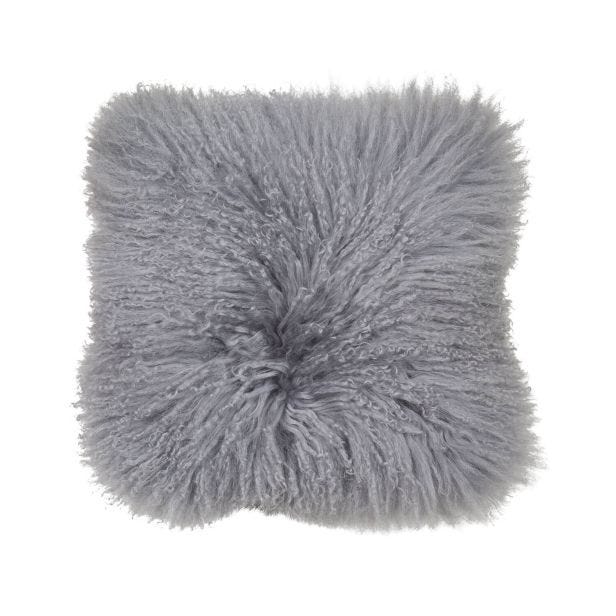 Malini Mongolian Lambswool Cushion, Grey