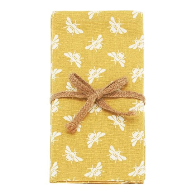 Walton & Co Bee Napkin, Pack of 4, Ochre 