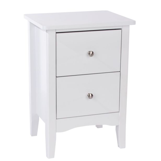 Casa Carla 2 Drawer Bedside Cabinet, White