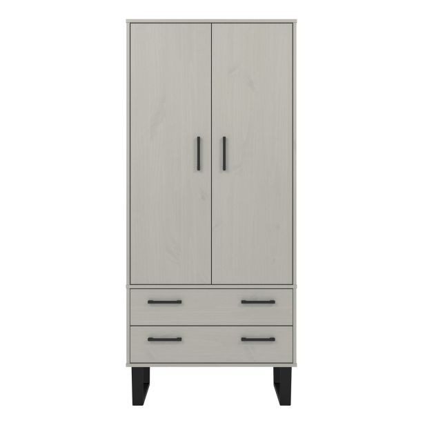 Casa Taylor 2 Door 2 Drawer Wardrobe, Grey