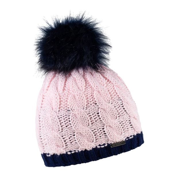 Sabbot Headwear Andrea Knitted Bobble Hat, Blush & Navy