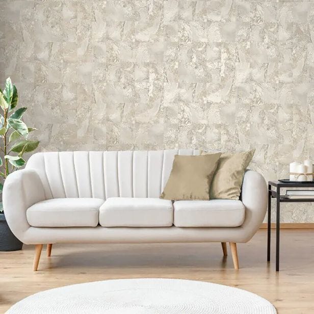 Fine Décor Savona Marble Tile Wallpaper, Natural