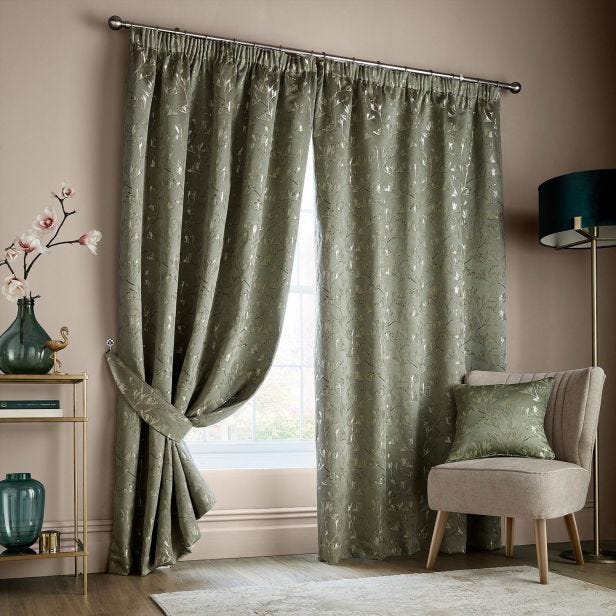 Ashley Wilde Hertford Pencil Pleat Curtains W168 X D137cm, Sage