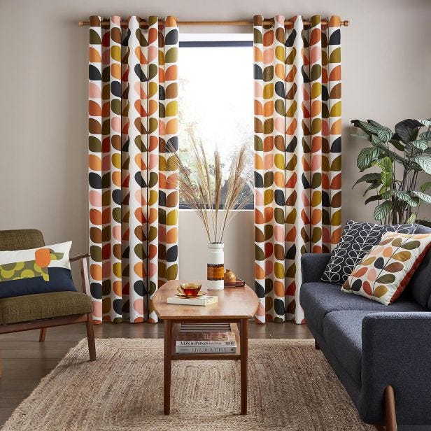 Orla Kiely Multi Stem Eyelet Curtains, 168 x 183cm, Cream