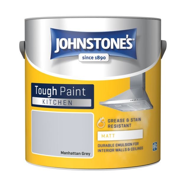 Johnstone's Kitchen Matt Tough Emulsion Paint, 2.5L, Manhattan Grey