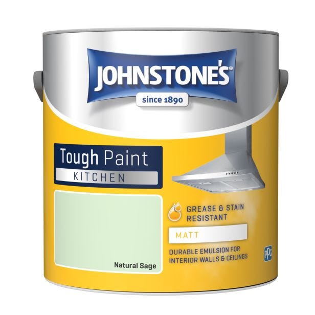 Johnstone's Kitchen Matt Tough Emulsion Paint, 2.5L, Natural Sage