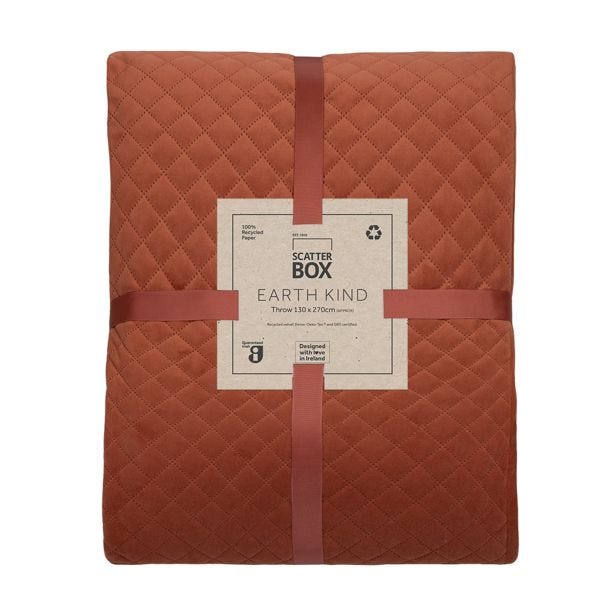 Scatter Box Erin Geometric Velvet Throw, Clay