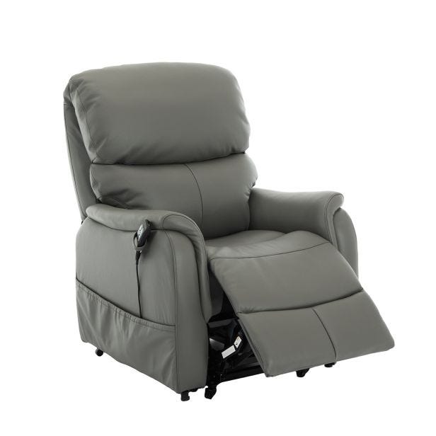 Casa Nora Leather Dual Motor Riser Recliner Chair, Dark Grey