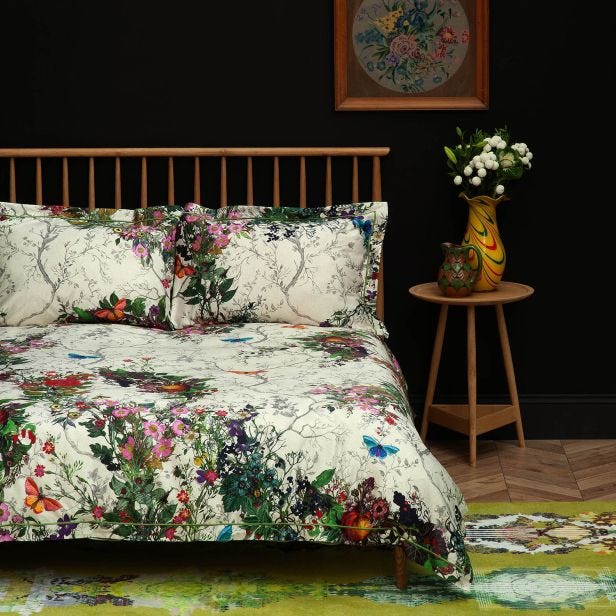 Timorous Beasties Bloomsbury Garden Duvet Set, King, Dove