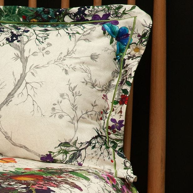 Timorous Beasties Bloomsbury Garden Oxford Pillowcase Set, Dove