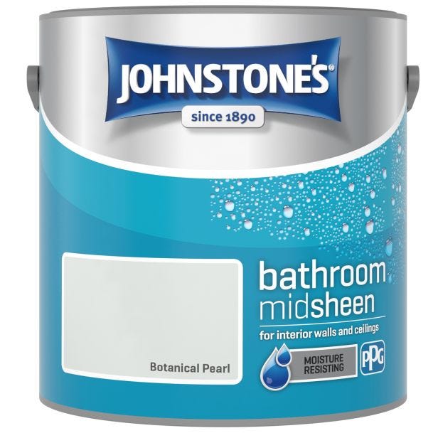 Johnstone's Bathroom Mid Sheen Finish Emulsion Paint, 2.5 Litre, Botanical Pearl