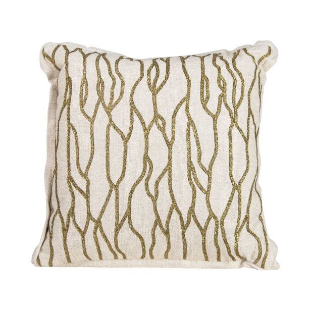 Casa Geo Print Embroidered Cushion, Gold