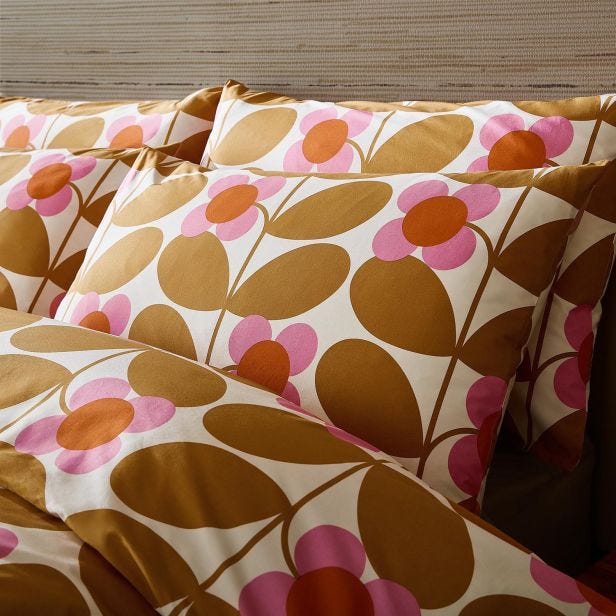 Orla Kiely Stem Bloom Standard Pillowcase Pair, Saffron