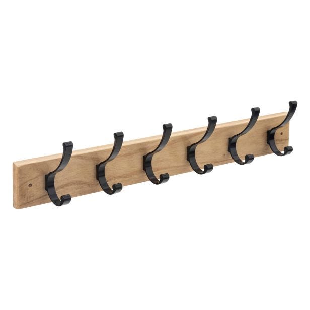 5five Wall Mounted 6 Hook Coat Rack, Natural