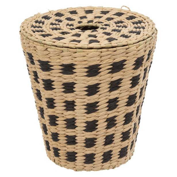 5five Woven Square Round Bin, 7L, Black & Natural