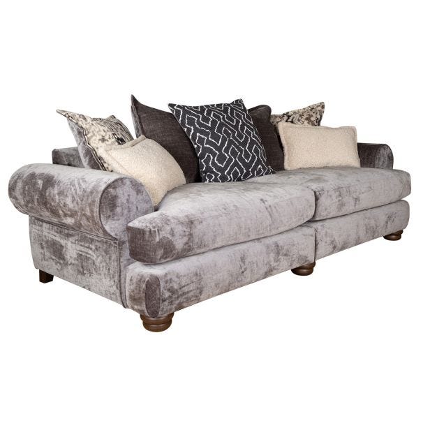 Casa Tetbury 4 Seater Pillow Back Fabric Sofa, Grey