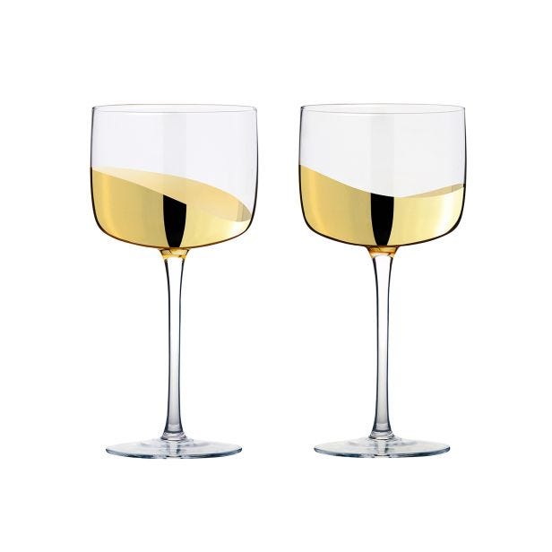 Anton Studio Design Wave Gin Glasses, Set of 2, Gold