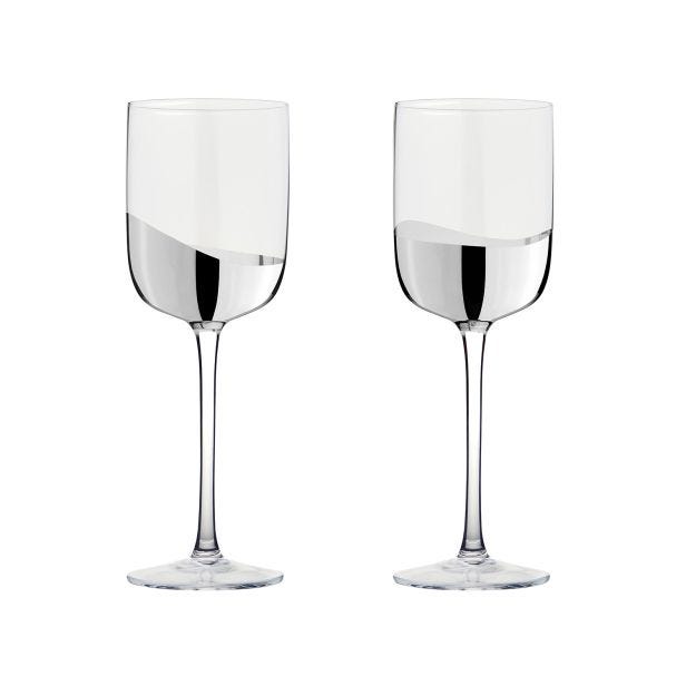 Anton Studio Design Wave Wine Glasses, Set of 2, Silver