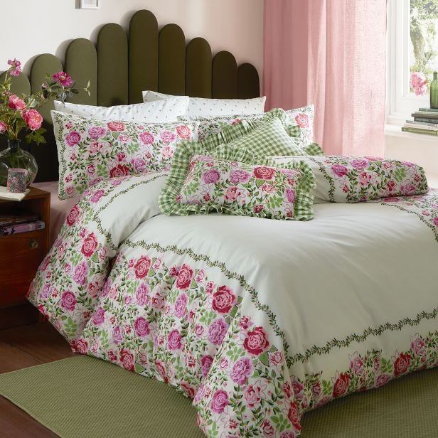 Cath Kidston Dolly Rose Duvet Set, Double, Sage