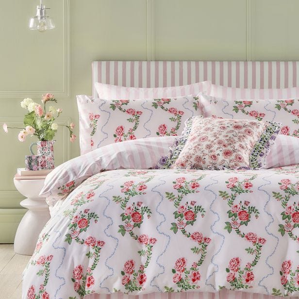 Cath Kidston Rose Flutter Duvet Set, Super King, Pink