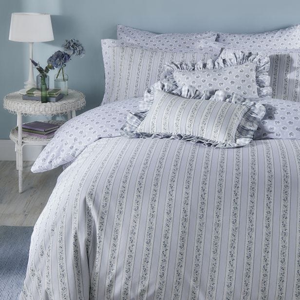 Cath Kidston Ticking Stripe Duvet Set, Double, Blue