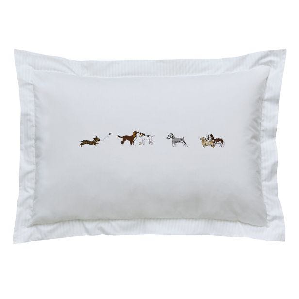 Sophie Allport Doggy Day Care Oxford Pillowcase Pair, Off-white