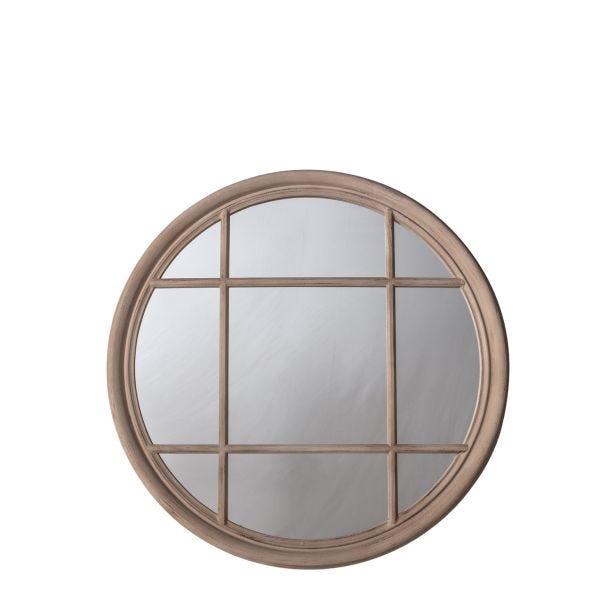 Gallery Eccleston Window Panel Round Mirror, 100x100cm, Clay