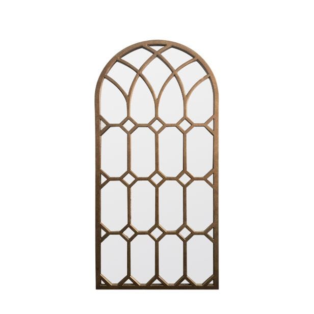 Gallery Khadra Window Pane Mirror, 150x79cm, Aged Bronze