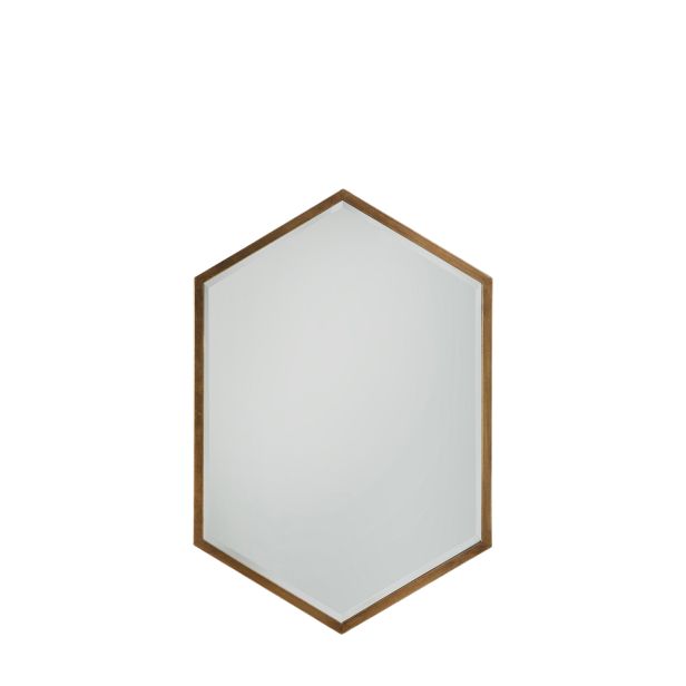 Gallery Helston Hexagonal Mirror, 90x60cm, Antique Gold