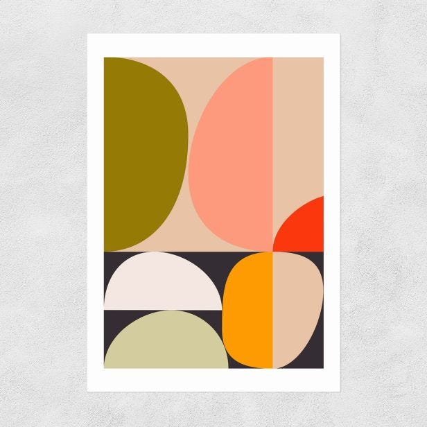 Mid Century Half Circles Autumn Printed Artwork by Ana Rut Bre, A2