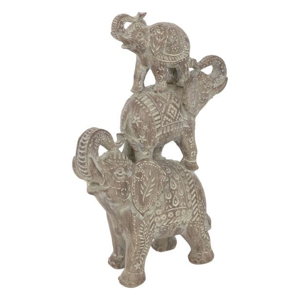 Atmosphera Abou Elephant Statue, Bleached Grey