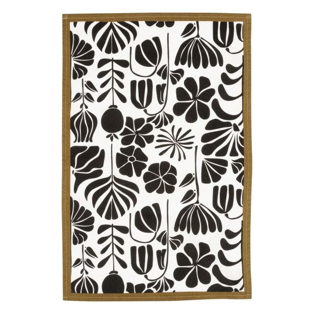 Atmosphera Twisted Lime Tea Towels, Set of 3, Black & White
