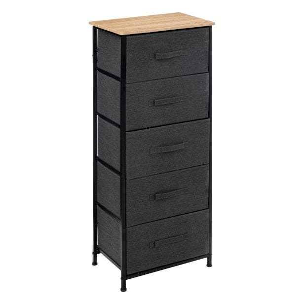 5five Tissa Tall 5 Drawer Storage Unit, Dark Grey