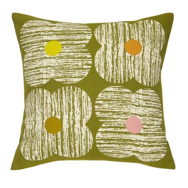 Orla Kiely Textured Flower Cushion, Moss