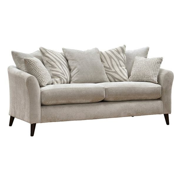 Casa May 3 Seater Pillow Back Fabric Sofa, Rory Pearl