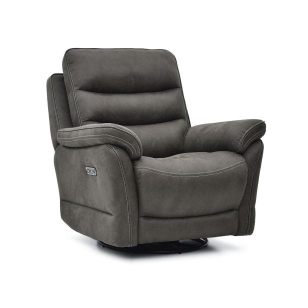 La-Z-Boy Anderson Power Recliner Fabric Chair with Head Tilt, Altara Charcoal