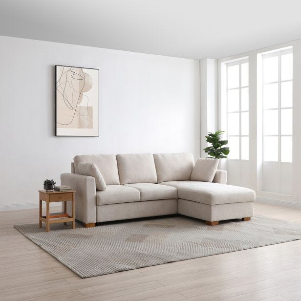 Casa Sorrel Chaise Fabric Sofa Bed, Natural