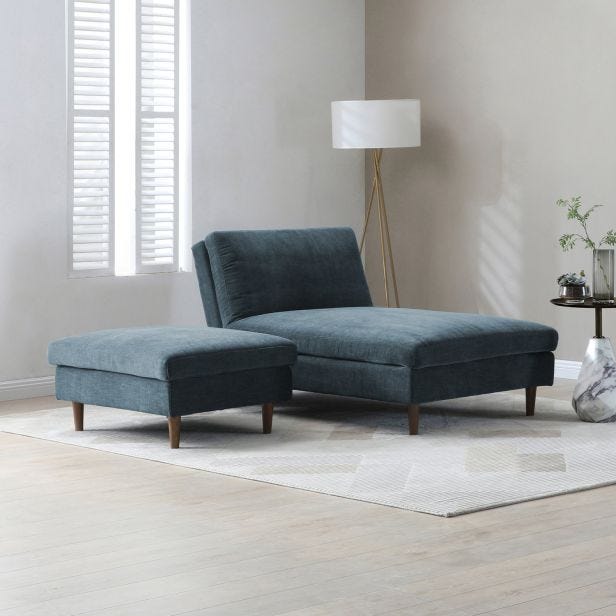 Casa Selina Fabric Footstool, Navy
