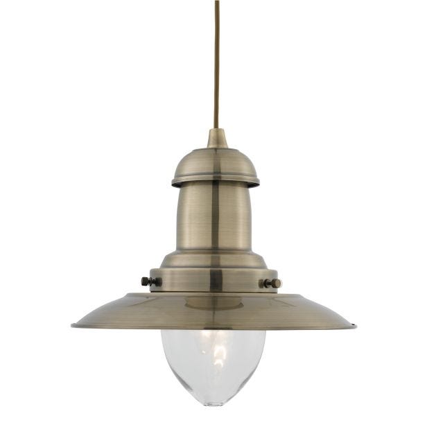 Searchlight Fisherman Pendant Light, Antique Brass