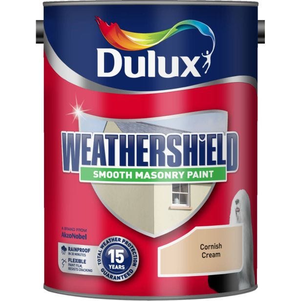 Weathershield Smooth Masonry Paint, 5L, Cornish Cream